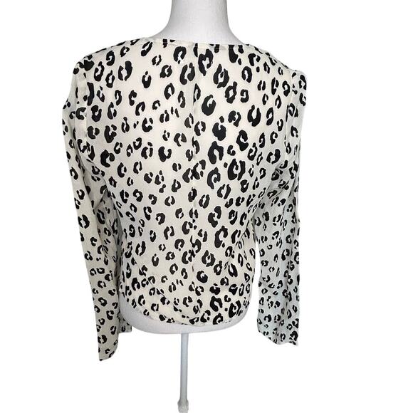 Reformation romance leopard print semi sheer tie long sleeve blouse size M - Picture 4 of 7
